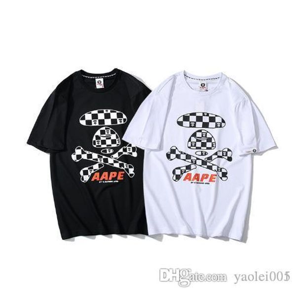 2019 spring and summer men's short-sleeved t-shirt japanese style brand plaque head plaid print cotton youth short sleeve, White;black
2019 spring and summer men's short-sleeved t-shirt japanese style brand plaque head plaid print cotton youth short sleeve, White;black