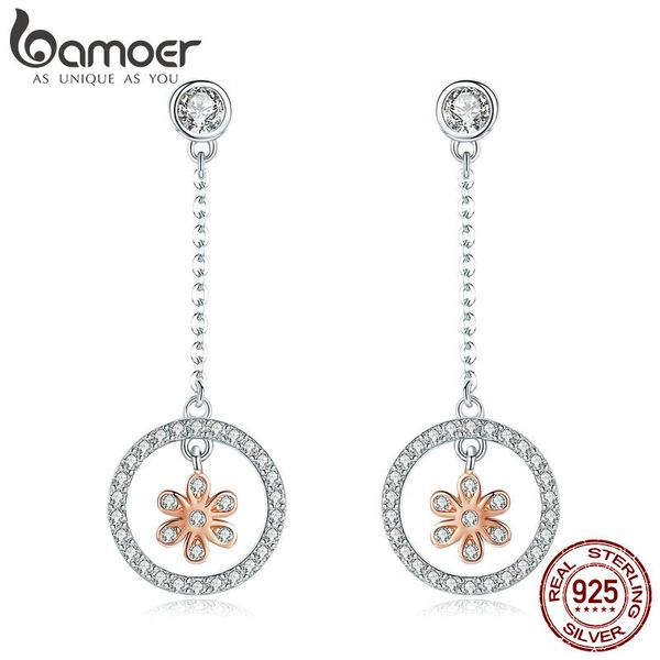 bamoer 925 sterling silver flower in round circle long chain drop earrings for women sterling silver jewelry sce422, Golden
bamoer 925 sterling silver flower in round circle long chain drop earrings for women sterling silver jewelry sce422, Golden