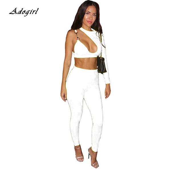 2020 summer new women's fashion bodycon two-piece set irregular one shoulder backless + long pants club party outfit, White
2020 summer new women's fashion bodycon two-piece set irregular one shoulder backless + long pants club party outfit, White