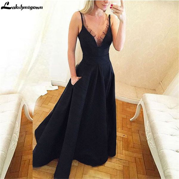 lakshmigown simple black long dress evening spaghetti strap a line satin backless women dress party vestido longo, White;black
lakshmigown simple black long dress evening spaghetti strap a line satin backless women dress party vestido longo, White;black