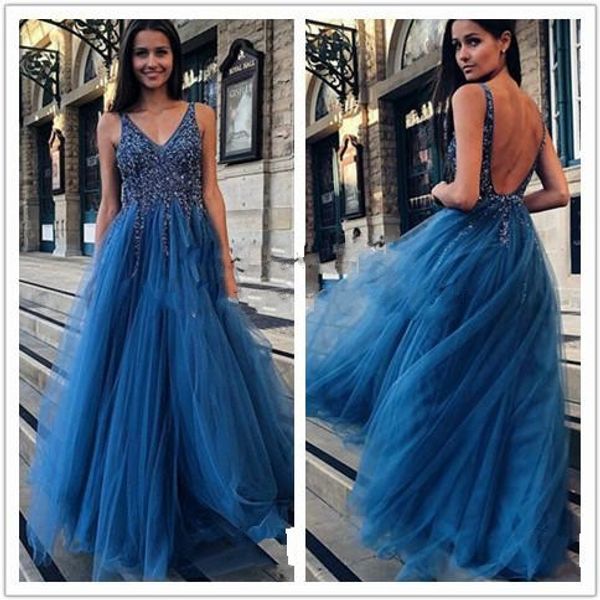 Beaded Bodice Tulle Sparkly Long Prom Dresses 2019 New Fashion Blush Blue Backless Junior Girls Party Occasion Evening Wear Gowns
Beaded Bodice Tulle Sparkly Long Prom Dresses 2019 New Fashion Blush Blue Backless Junior Girls Party Occasion Evening Wear Gowns