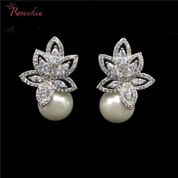 fashion cz cubic zirconia crystal wedding earrings classic women girls party lovely flower pearls drop earrings re3120, Silver
fashion cz cubic zirconia crystal wedding earrings classic women girls party lovely flower pearls drop earrings re3120, Silver