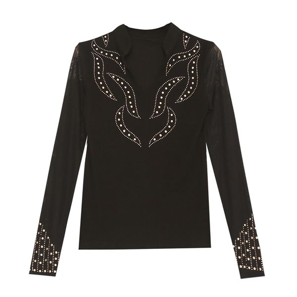 mesh transparet tshirt v-neck pullover diamonds 2019 new spring autumn women long sleeve t shirts bottoming t93307, White
mesh transparet tshirt v-neck pullover diamonds 2019 new spring autumn women long sleeve t shirts bottoming t93307, White