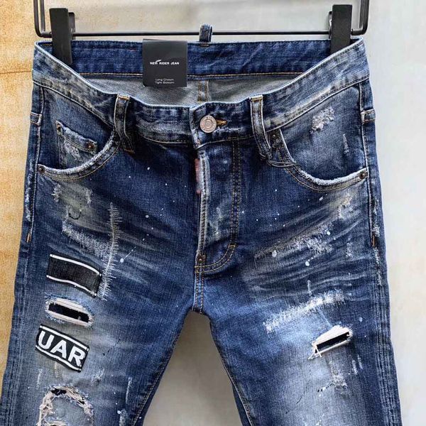 2019 slim stretch ripped solid color effect jeans denim trousers style italian style d2 new men's fashion design spot dye jeans tight, Blue
2019 slim stretch ripped solid color effect jeans denim trousers style italian style d2 new men's fashion design spot dye jeans tight, Blue
