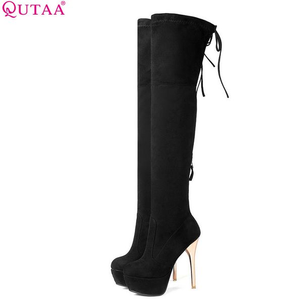 qutaa 2020 women over the knee high boots platform all match thin high heel winter shoes round toe women boots size 34-43, Black
qutaa 2020 women over the knee high boots platform all match thin high heel winter shoes round toe women boots size 34-43, Black