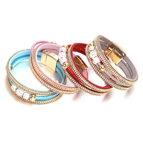 new four-color sweet romantic jewelry zircon beaded bracelet 65mm leather bracelet stainless steel magnetic clasp fashion bangle, Black
new four-color sweet romantic jewelry zircon beaded bracelet 65mm leather bracelet stainless steel magnetic clasp fashion bangle, Black