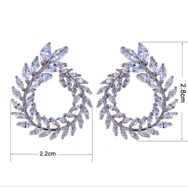 fashion fashion 18k gold plated designer earrings leaf shape cz crystal brass women earrings for party wedding gift, Silver
fashion fashion 18k gold plated designer earrings leaf shape cz crystal brass women earrings for party wedding gift, Silver