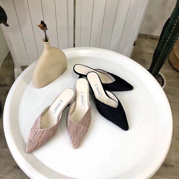 2019 satins and mouth sharp fine short with baotou nothing heel other clothes semi trailer shallow port muller temperament dawdler, Black
2019 satins and mouth sharp fine short with baotou nothing heel other clothes semi trailer shallow port muller temperament dawdler, Black