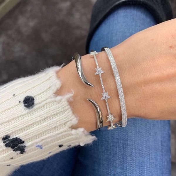 inner 60mm micro pave cz star open bangle bracelet for women christmas gift cute lovely star trendy hand bracelets, Black
inner 60mm micro pave cz star open bangle bracelet for women christmas gift cute lovely star trendy hand bracelets, Black