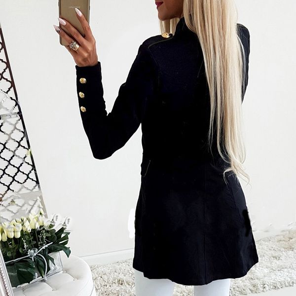 women ladies casual single-breasted formal long blazer jacket slim fit coat js26, Black
women ladies casual single-breasted formal long blazer jacket slim fit coat js26, Black