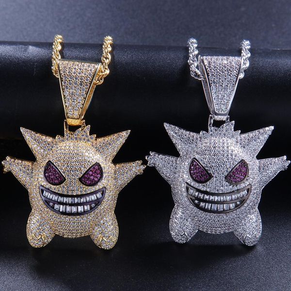 hip hop micro inlay zircon cartoon pendant necklaces iced out character gengar elf charm twisted chain for rap women men jewelry accessory, Silver
hip hop micro inlay zircon cartoon pendant necklaces iced out character gengar elf charm twisted chain for rap women men jewelry accessory, Silver