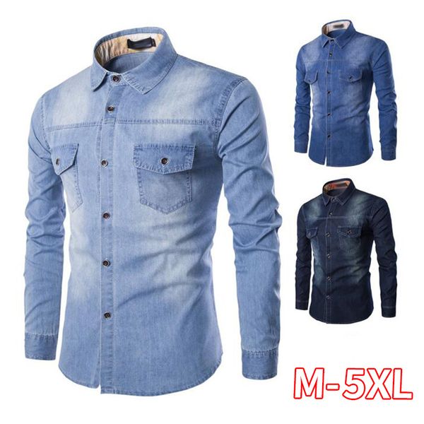 fashion mens denim shirt long sleeve cotton jeans cardigan casual slim fit shirts men two-pocket denim clothing plus size -5xl, White;black
fashion mens denim shirt long sleeve cotton jeans cardigan casual slim fit shirts men two-pocket denim clothing plus size -5xl, White;black