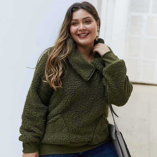 winter new fashion women's lapel solid color zipper pullover long-sleeved sweater plus size 1xl-4xl casual wild clothing, White;black
winter new fashion women's lapel solid color zipper pullover long-sleeved sweater plus size 1xl-4xl casual wild clothing, White;black