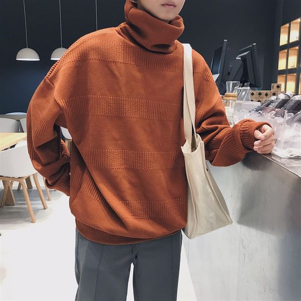 men turtleneck 2018 winter new pattern solid color oversized sweater loose style men's sweater black brown, White;black
men turtleneck 2018 winter new pattern solid color oversized sweater loose style men's sweater black brown, White;black