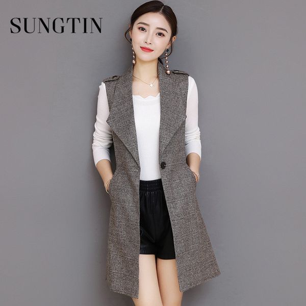 sungtin classic plaid long blazer vest women sleeveless jacket elegant office lady coat female waistcoat causal suits plus size, Black;white
sungtin classic plaid long blazer vest women sleeveless jacket elegant office lady coat female waistcoat causal suits plus size, Black;white