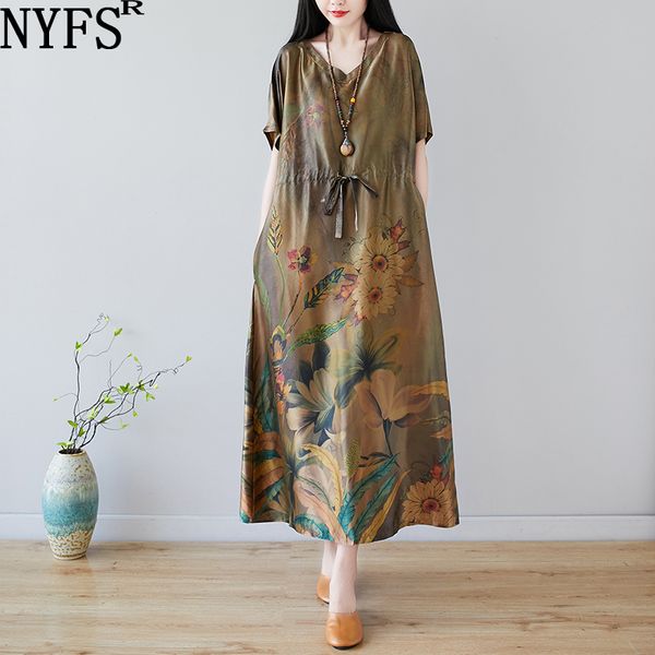 casual dresses nyfs 2021 women dress vintage big size female vestido summer sundress loose print floral lady elegant long, Black;gray
casual dresses nyfs 2021 women dress vintage big size female vestido summer sundress loose print floral lady elegant long, Black;gray