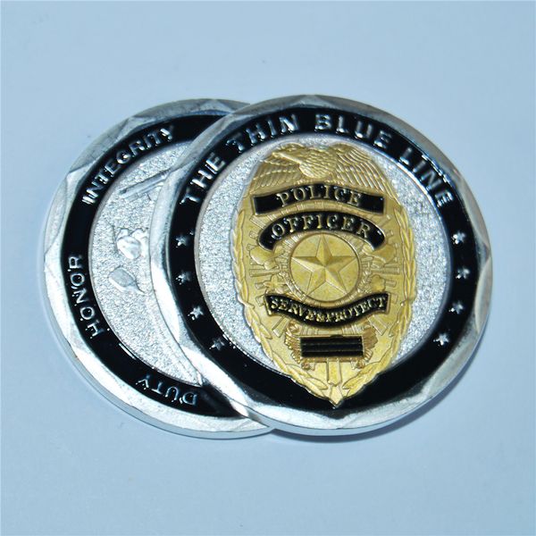 

тонкая bule line - услуга защитить вызов coin- новый стиль горячей продажи полицейской памятную монету, бесплатная доставка