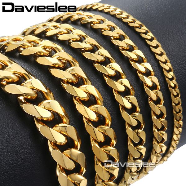 davieslee stainless steel bracelet for men curb chain cuban link men's bracelet black silver gold jewelry 3/5/7/9/11mm dkbm158
davieslee stainless steel bracelet for men curb chain cuban link men's bracelet black silver gold jewelry 3/5/7/9/11mm dkbm158