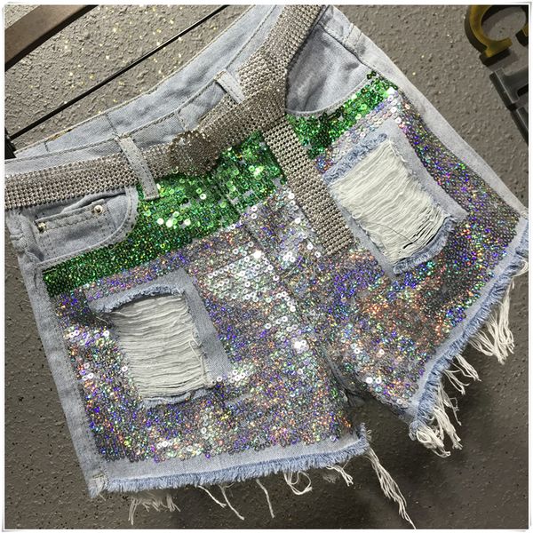 denim shorts 2019 summer women fashion sequined high waist loose hole wide leg jeans shorts, White;black
denim shorts 2019 summer women fashion sequined high waist loose hole wide leg jeans shorts, White;black