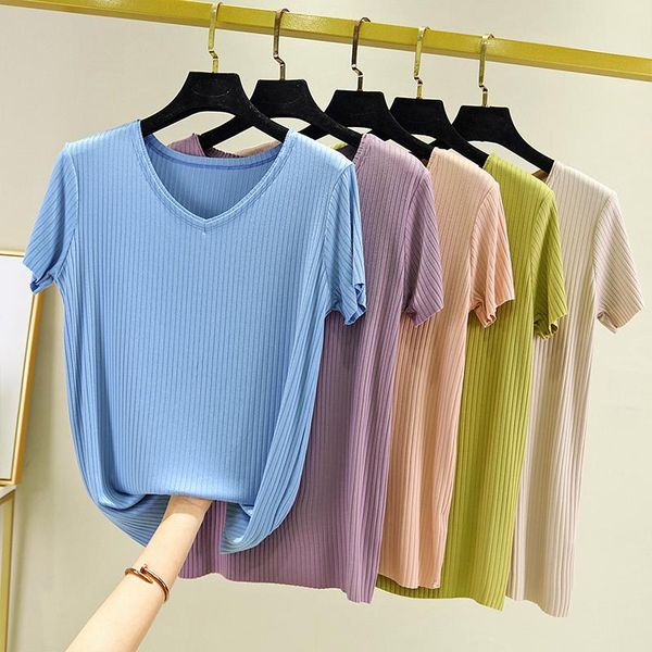 2020 new summer women simple v neck striped short sleeve slim t-shirt lady solid modal thread bottoming tee shirts s93, White
2020 new summer women simple v neck striped short sleeve slim t-shirt lady solid modal thread bottoming tee shirts s93, White