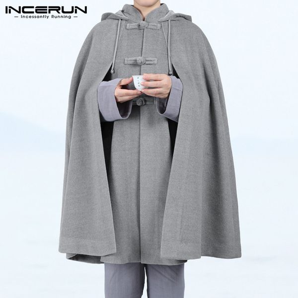 incerun men cloak coats vintage hooded cape solid ponchos loose button fleece winter casual mens trench streetwear jackets 2020, Tan;black
incerun men cloak coats vintage hooded cape solid ponchos loose button fleece winter casual mens trench streetwear jackets 2020, Tan;black