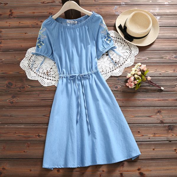 mori girl blue jeans dress new women o-neck embroidery flower denim dresses short sleeve vintage vestidos s-xxl, Black;gray
mori girl blue jeans dress new women o-neck embroidery flower denim dresses short sleeve vintage vestidos s-xxl, Black;gray