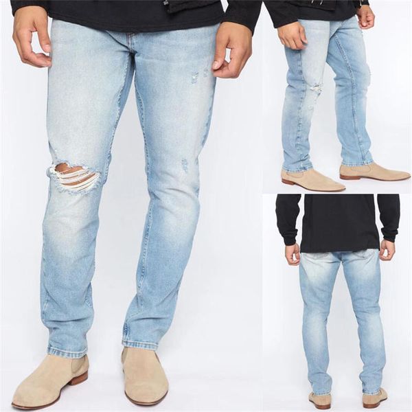 mens loose distrressed jeans regular solid cotton trousers elastic long trousers male fashion washed casual clothing, Blue
mens loose distrressed jeans regular solid cotton trousers elastic long trousers male fashion washed casual clothing, Blue