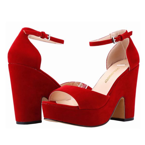 summer ankle strap women pumps peep toe square high heels woman shoes flock platform wedding pumps, Black
summer ankle strap women pumps peep toe square high heels woman shoes flock platform wedding pumps, Black