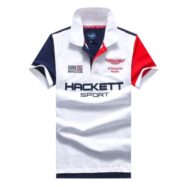 

global england fashion men hackett polo shirts aston martin hkt racing sport polos gb london brit tees shirt white red, White;black