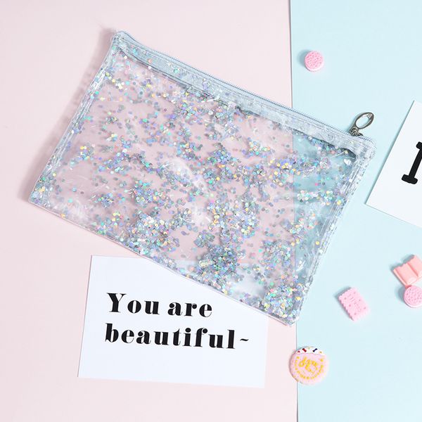 new envelope bags transparent pvc sequin bags storage clutch for ladies