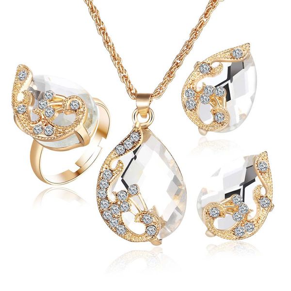2019 fashion jewelry sets for women crystal necklace earrings wedding ring, Silver
2019 fashion jewelry sets for women crystal necklace earrings wedding ring, Silver
