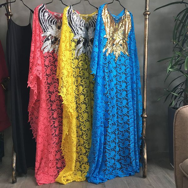 2019 new style african women's dashiki fashion water-soluble lace loose skirt with beaded embroidery long dress, Red
2019 new style african women's dashiki fashion water-soluble lace loose skirt with beaded embroidery long dress, Red