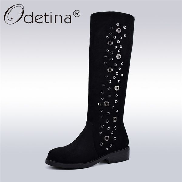 odetina flock leather lady mid calf boots square low heels zipper female fashion boots with metal decoration autumn winter shoes, Black
odetina flock leather lady mid calf boots square low heels zipper female fashion boots with metal decoration autumn winter shoes, Black