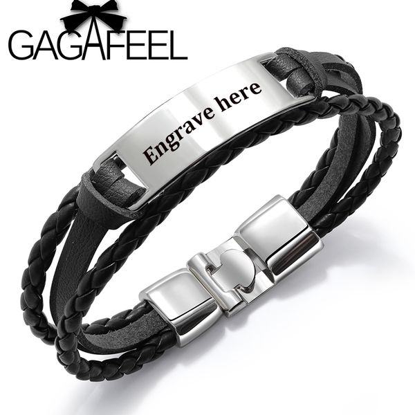 bangle gagafeel 4 colors custom engrave for men punk multilayer bracelet stainless steel pu leather special gift male, Black
bangle gagafeel 4 colors custom engrave for men punk multilayer bracelet stainless steel pu leather special gift male, Black
