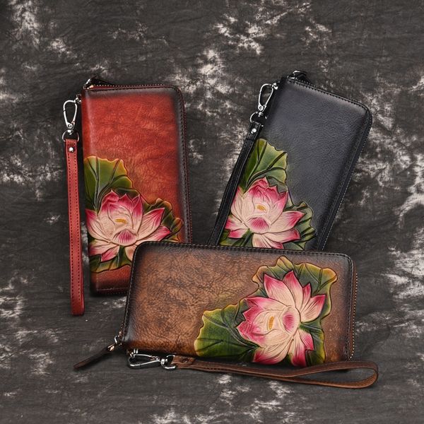 genuine leather women wallets natural skin long purse coin pocket lotus pattern multi-cards holder wrist clutch bag for female, Red;black
genuine leather women wallets natural skin long purse coin pocket lotus pattern multi-cards holder wrist clutch bag for female, Red;black
