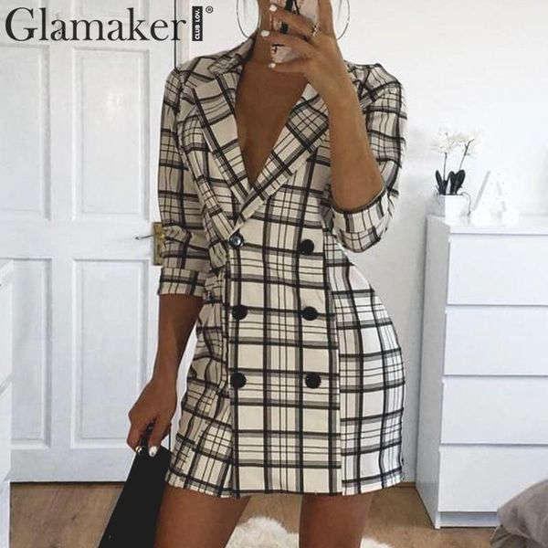 glamaker plaid deep v neck office blazer women autumn double breasted trench coat elegant fashion winter long coat dress, Tan;black
glamaker plaid deep v neck office blazer women autumn double breasted trench coat elegant fashion winter long coat dress, Tan;black