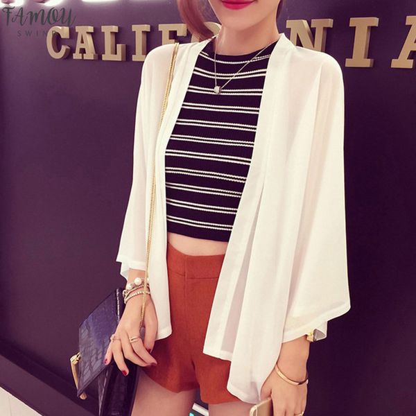 chiffon kimono cardigan casual 3 4 batwing sleeve loose black women blouses shirts summer women outerwear top, White
chiffon kimono cardigan casual 3 4 batwing sleeve loose black women blouses shirts summer women outerwear top, White