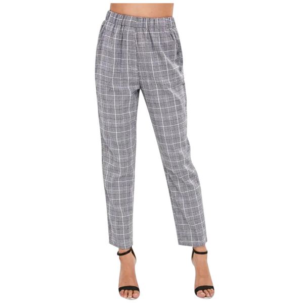 2019 new style women fashion casual slim office ladies high waist plaid calf-length pants sandy beach pants z815, Black
2019 new style women fashion casual slim office ladies high waist plaid calf-length pants sandy beach pants z815, Black