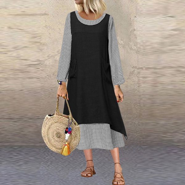 vestidos ropa mujer winter dress womens plus size long sleeves plaid print splicing casual long christmas dress robe femme, Black;gray
vestidos ropa mujer winter dress womens plus size long sleeves plaid print splicing casual long christmas dress robe femme, Black;gray