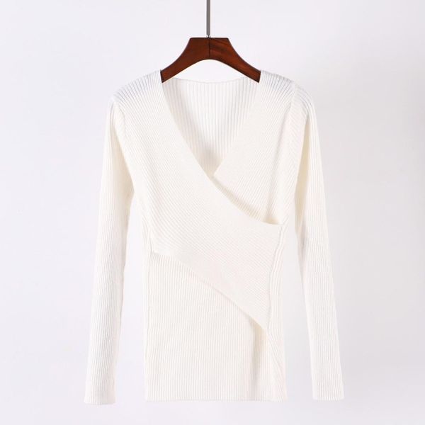 2019 women v-neck slim sweater autumn winter long sleeve knitted pullover fashion warm female sweater top, White;black
2019 women v-neck slim sweater autumn winter long sleeve knitted pullover fashion warm female sweater top, White;black