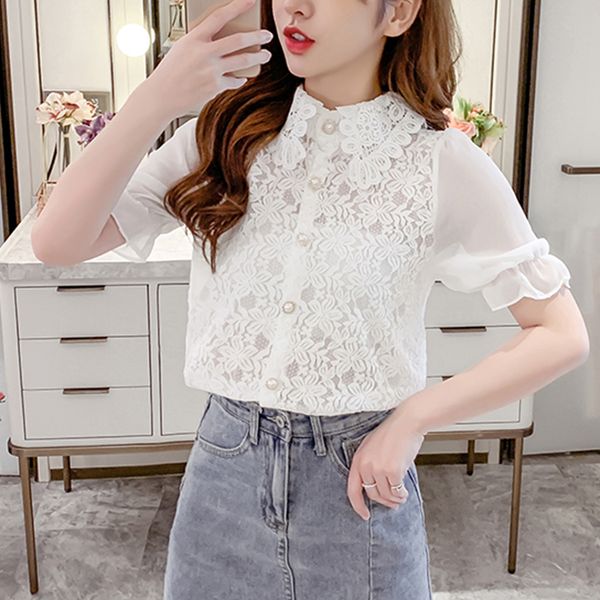 korean chic 2020 summer white/beige lace blouse sweet vintage short flare sleeve turn-down collar chiffon for female blusas
korean chic 2020 summer white/beige lace blouse sweet vintage short flare sleeve turn-down collar chiffon for female blusas