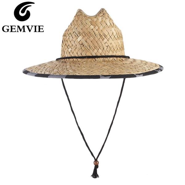 gemvie new wide brim lifeguard straw hat with chin cord summer sun hats for men/women, Blue;gray
gemvie new wide brim lifeguard straw hat with chin cord summer sun hats for men/women, Blue;gray