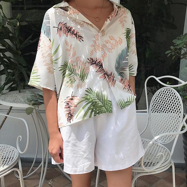 summer beach travel tropical leaves print women loose short sleeve shirt blouse top, White
summer beach travel tropical leaves print women loose short sleeve shirt blouse top, White