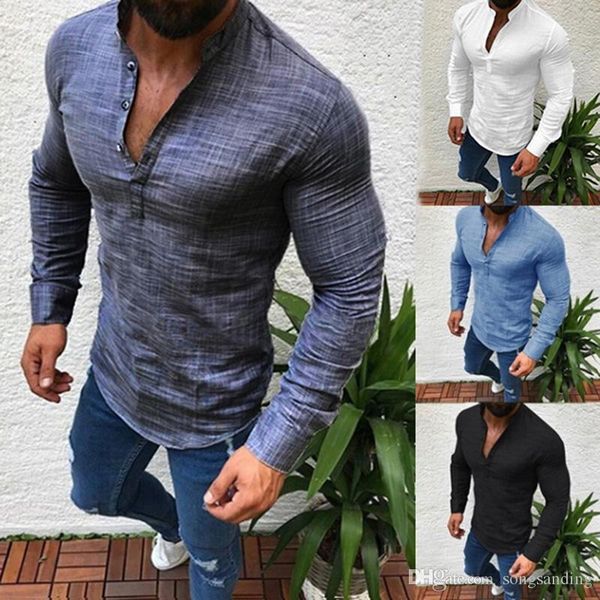 2019 men long sleeves v neck blouse summer fashion casual cool clothing slim fit tees male breathable linen shirts n2019
2019 men long sleeves v neck blouse summer fashion casual cool clothing slim fit tees male breathable linen shirts n2019