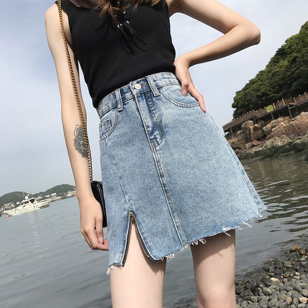 Split fork women Jeans Skirt South Korea version of high-waisted irregular rump skirt new loose slim casual, Black
Split fork women Jeans Skirt South Korea version of high-waisted irregular rump skirt new loose slim casual, Black
