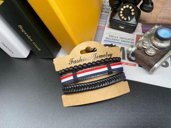 junwei men's three-piece fashion leather bracelet woven multi-layer leather bracelet anchor jewelry, Black
junwei men's three-piece fashion leather bracelet woven multi-layer leather bracelet anchor jewelry, Black