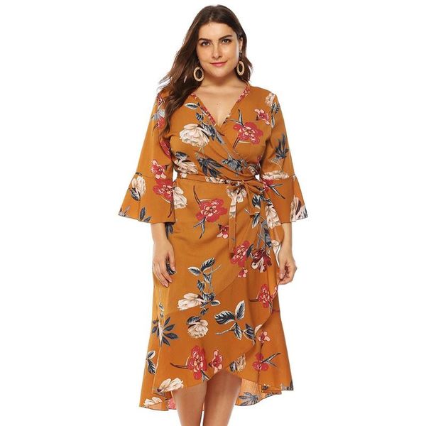 female floral print short casual dress 2020 sundress fashion long flare sleeve big size dress plus size women clothing robe#z30, Black;gray
female floral print short casual dress 2020 sundress fashion long flare sleeve big size dress plus size women clothing robe#z30, Black;gray