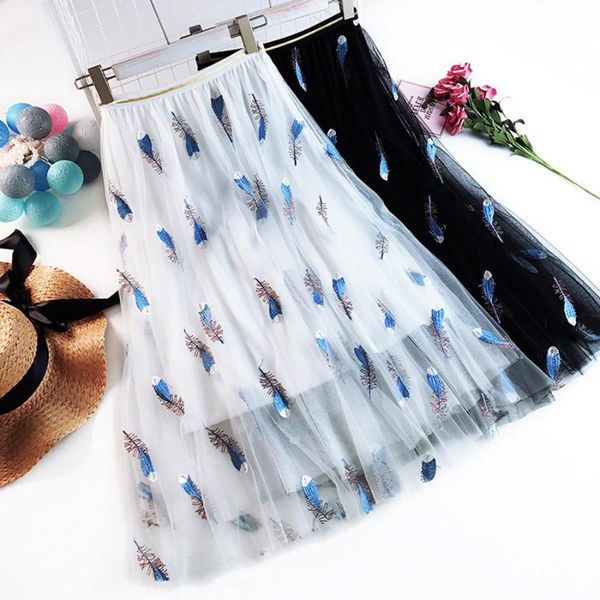 lace skirts women 2020 summer embroidery elegant a-line ladies saia midi elastic high waist female casual woman tulle skirt, Black
lace skirts women 2020 summer embroidery elegant a-line ladies saia midi elastic high waist female casual woman tulle skirt, Black