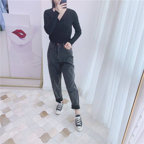 women's simple jeans pencil pant women's high waist wild long trousers with zipper, Blue
women's simple jeans pencil pant women's high waist wild long trousers with zipper, Blue
