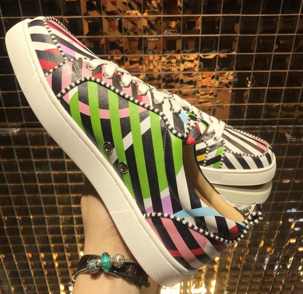 2019 summer women's shoes flat red bottom lady sneakers +stripe leather junior spikes outdoor men's flat red soles trainers with l, Black
2019 summer women's shoes flat red bottom lady sneakers +stripe leather junior spikes outdoor men's flat red soles trainers with l, Black